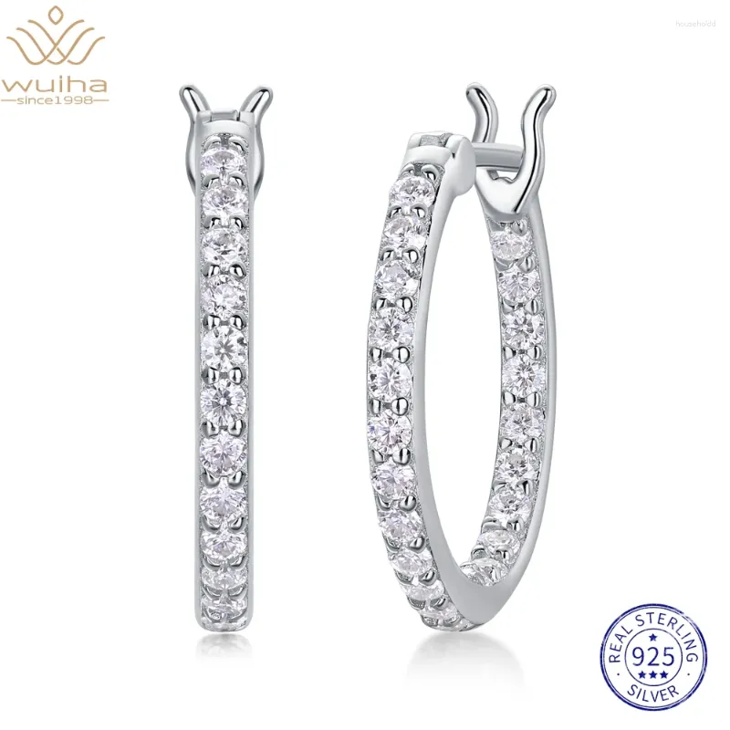 Kolczyki obręcze Wuiha Solid 925 srebrne srebrne 19 mm Wszystkie Diamentowe Związek Diamentowy Missanite dla kobiet Prezent Gift Biżuteria
