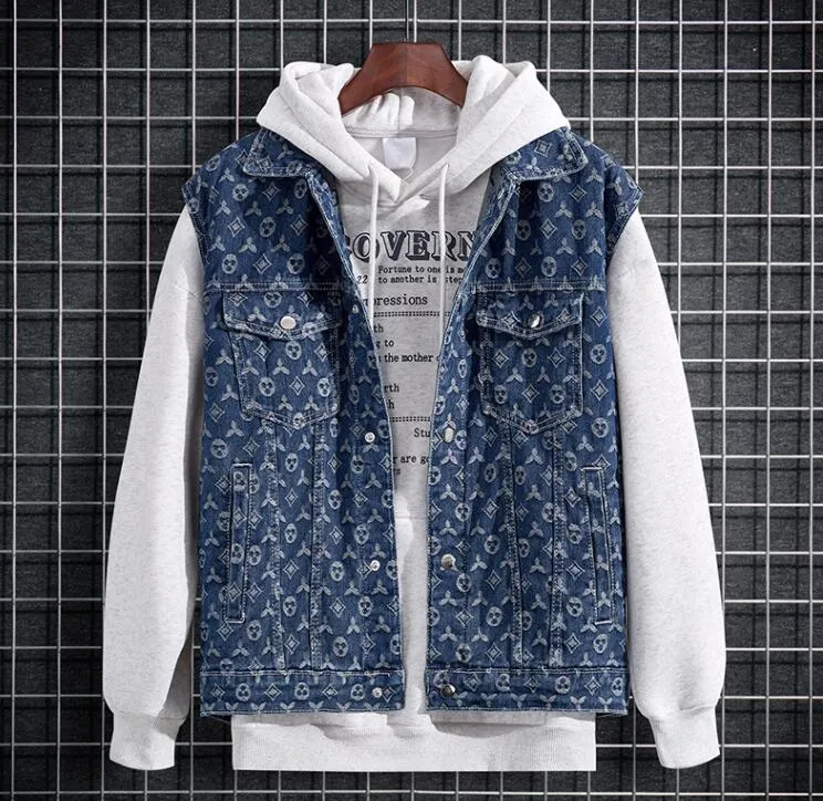 designer vest men sleeveless jeans jacket loose brand denim jackets mens coat_voghion.com