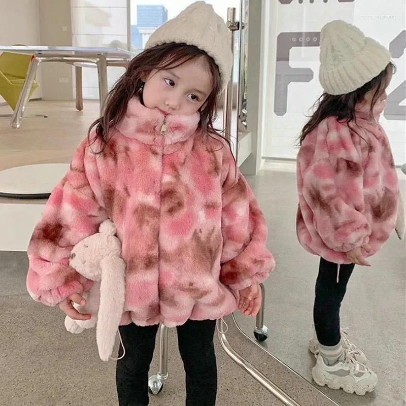 Down Coat Girls' Soft Wool Stand Collar Cotton Clip Thickened Winter Children'S Cardigan Warm Comfortable Jacket