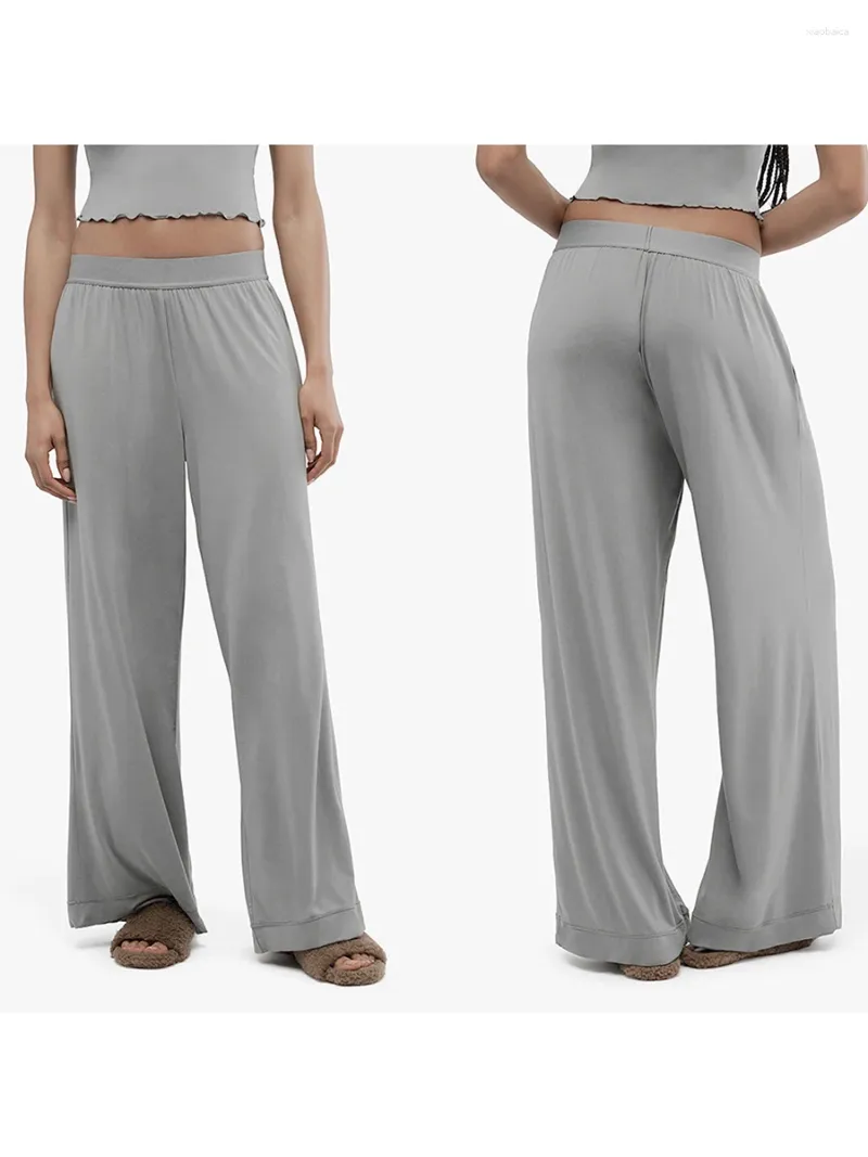 Pantaloni a due pezzi da donna Set pigiama con finiture in lattuga da donna Top corto a maniche lunghe a vita alta Palazzo 2 Set da salotto per indumenti da notte