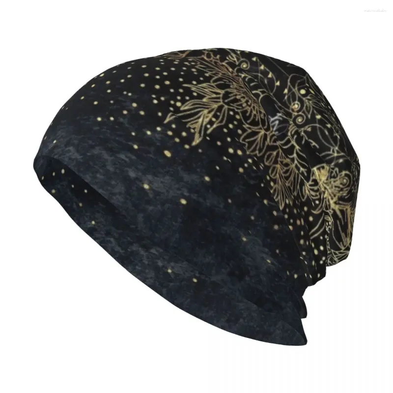 Baskar Stylish Gold Mandala Floral and Confetti Knit Hat Hard Summer Hats Män Caps Women's