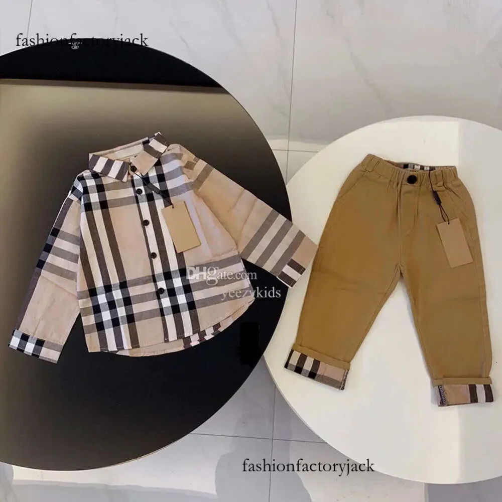 Baby Shirt Pants Sets Designer Brand Kids Clothing Sets Toddler White Plaid Shirts Boys Girls Children Youth Clothes