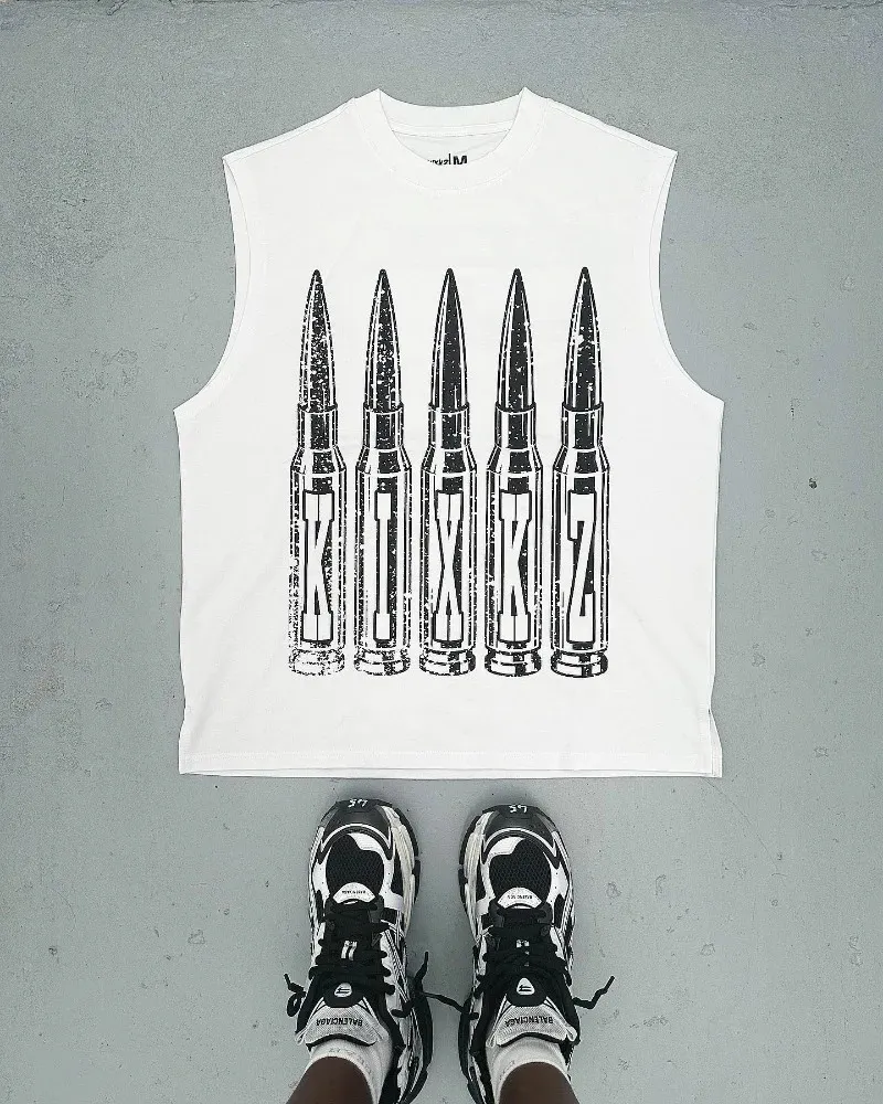 Американская уличная футболка в стиле хип-хоп с принтом пули и короткими рукавами y2k Goth Harajuku, модная свободная базовая рубашка для пар 240126