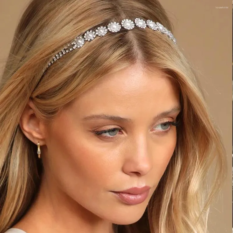 Hair Clips Stonefans Rhinestone Pearl Headband Bridal Wedding For Women Girl Headpieces Fashion Boho Party Accessories Jewlery Gifts