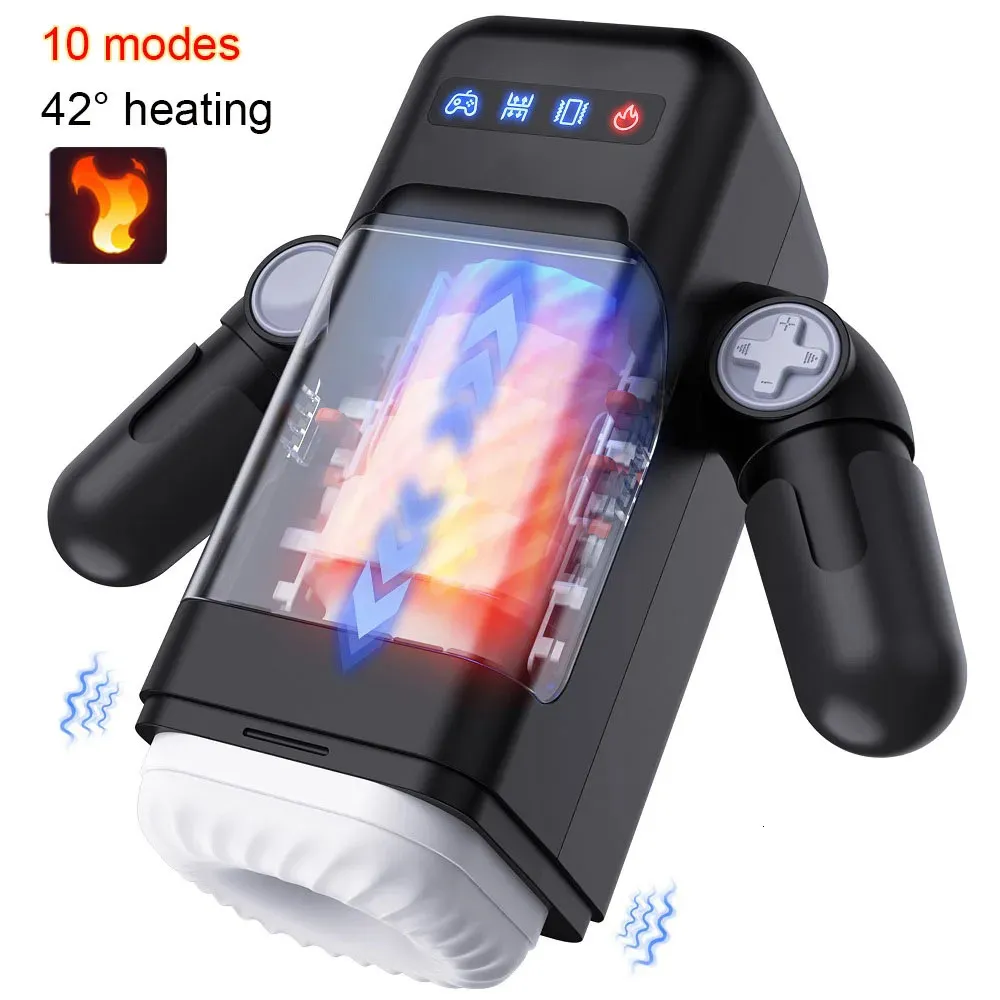 est Robot Automatique Masturbateur Mâle Vibration Fellation Machine Silicone Vagin Masturbation Tasse Sex Toys Produits Pour Adultes pour Hommes 240125