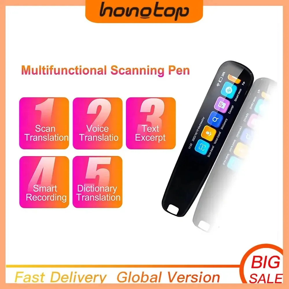 HongTop Smart Voice Scan Translator Pen MultifunctionTranslationリアルタイム121言語翻訳者ビジネス辞書ペン240131