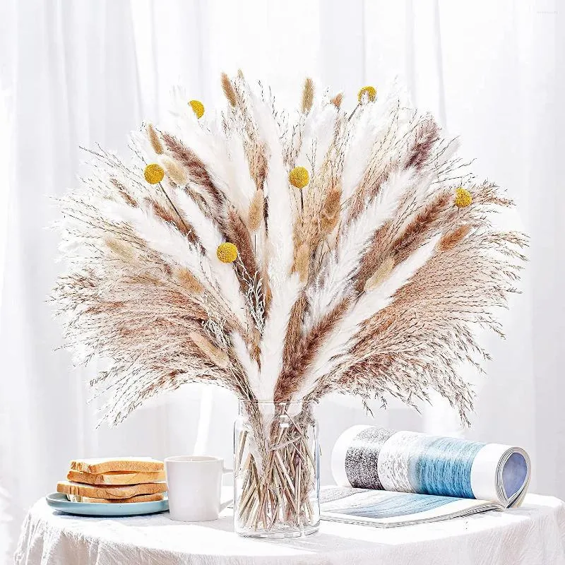 Fiori decorativi 60-85pcs Pampas secca naturale Erba da 17,5 "Fluffy Boho Decor decorazioni per bouquet code per matrimoni Floral Party