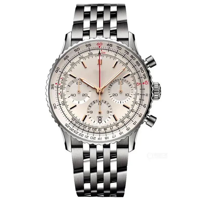 Męskie zegarek lotniczy seria miernika butikowa butikowa zegarek na rękę z importowanym stalowym paskiem wielofunkcyjny kwarcowy ruch elegancki smak 42 mm designerskie zegarki