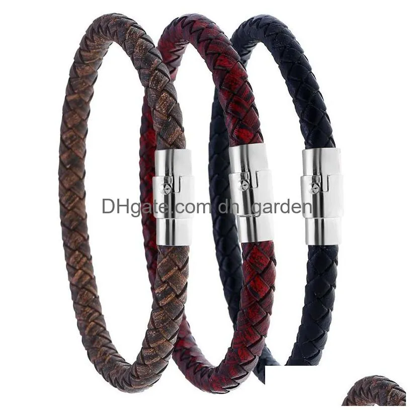 Charmarmband väver Braid Armband Enkelt spänne armband Bangle Manschett för Wome Men Fashion Jewelry Will och Sandy Drop Delivery Dhegm