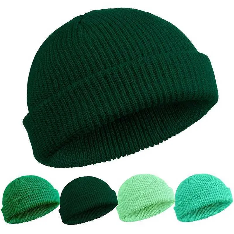 Berretti / teschio Berretti Moda Uomo Beanie Cappelli lavorati a maglia Ragazzo Zucchetto Berretti da marinaio Polsini Retro Navy Cappello corto Tinta unita Unisex Berretto invernale caldo Bordo arrotolabile YQ240207