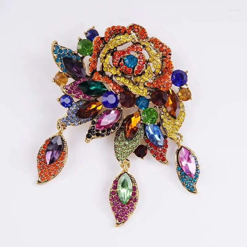 Broches À La Mode Vintage Élégant Luxueux Industrie Lourde Broche Plante Fleur Emblème Hommes Femmes Vêtements Accessoires Boucle Ardillon