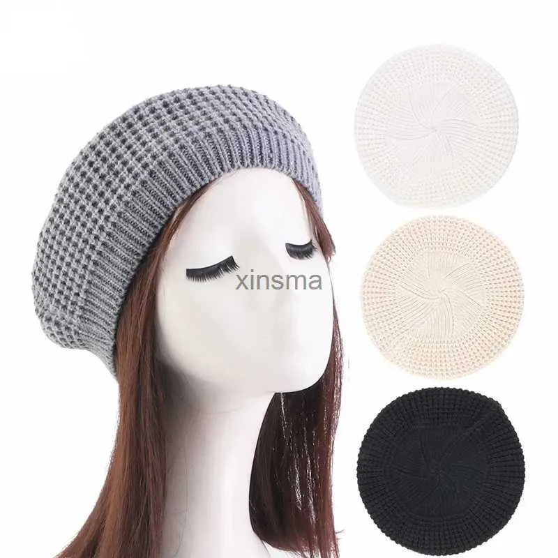 Beanie/Skull Caps Autumn and winter knitted warm womens beret Skullies Beanies for girl YQ240207