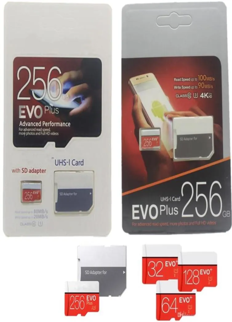 2020 nouvelle meilleure vente 256GB 128GB 64GB 32GB EVO PLUS 100MBs UHSI Class10 carte mémoire Mobile 95mbps DHL2819502