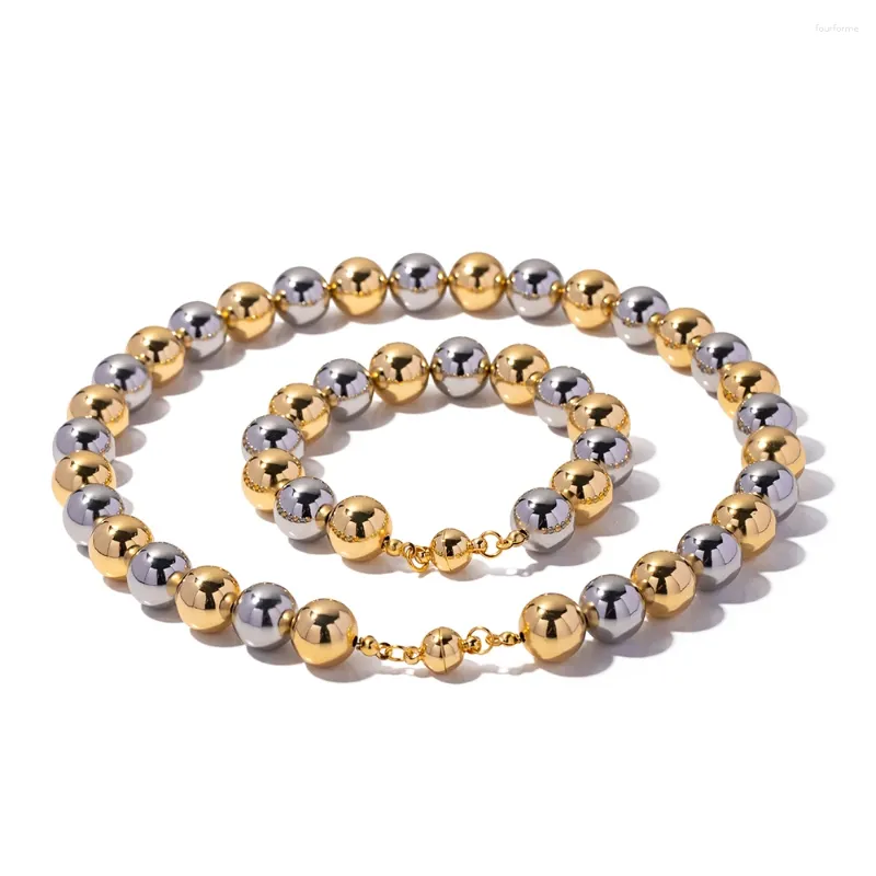 Collana e orecchini Set Youthway Perline in pelle di rame Magnetico Colore coordinato Bracciale rotondo Regalo quotidiano di gioielli per feste 2024