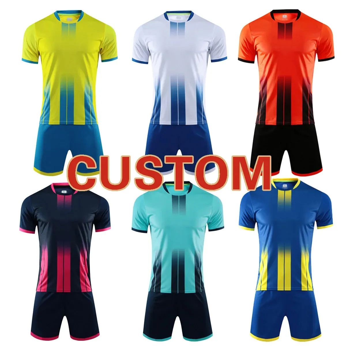 Custom Plain Quick Dry Team Training Wear Mens Sports Football Retro Soccer Jersey Uniforms Sets Kits Full Set 240122