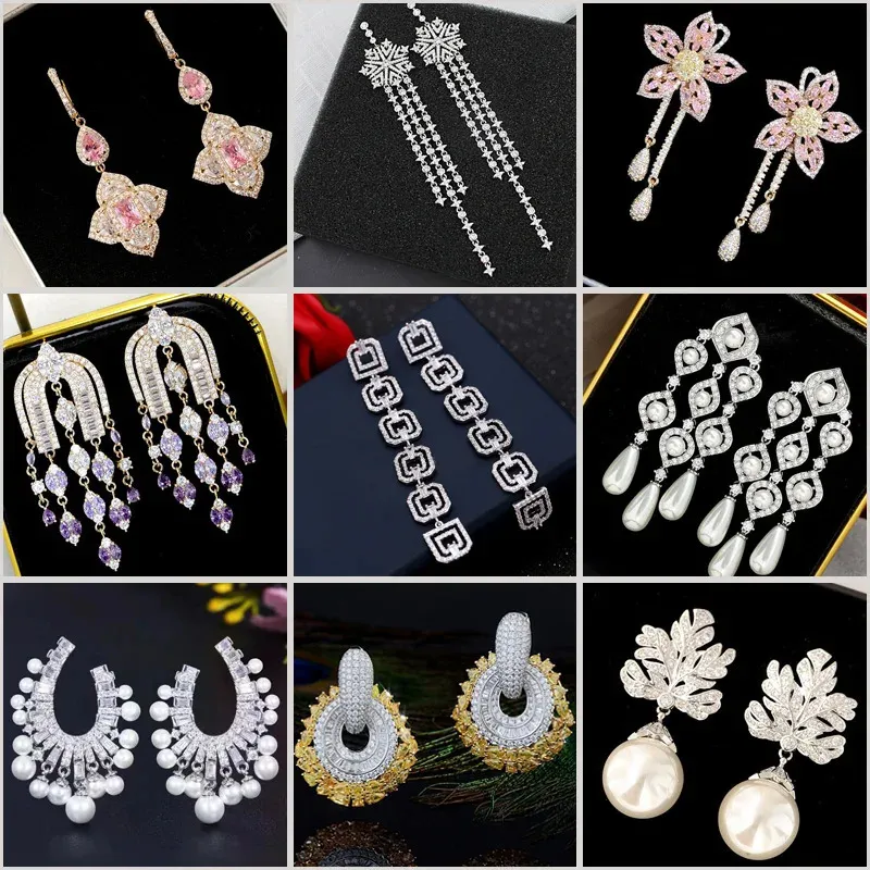 Klassieke Koperen Luxe Zirkoon Lange Kwast Dangle Oorbellen Voor Vrouw Mode Koreaanse Sieraden Temperament Meisjes Dagelijkse Slijtage Oorbellen 240122