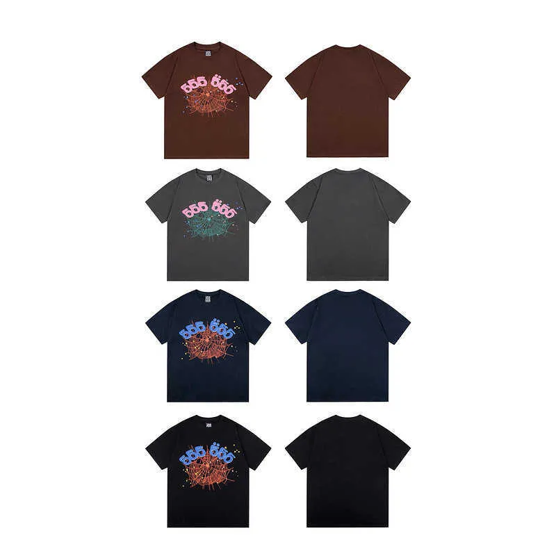 Camisetas para hombre Young Thug Sp5der Spider Web Foam Camiseta estampada American Hip Hop High Street suelta para hombres y mujeres de manga corta