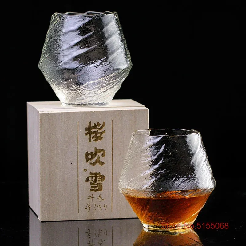 Japansk disig luftglas snöflingor faller whisky tumbler hammare mönster whisky cup xo konjak dricksglasögon vinglas 240127