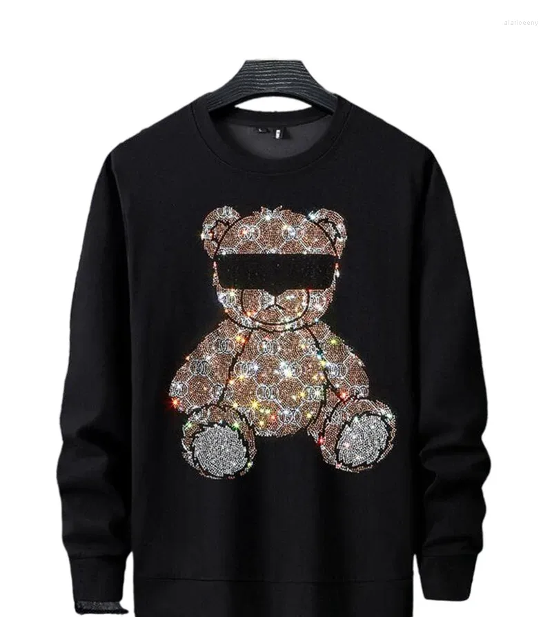 Erkek Hoodies Rhinestones Tasarım Matkap Anime Adam Moda Günlük Elmas Taş Erkek Sweatershirt