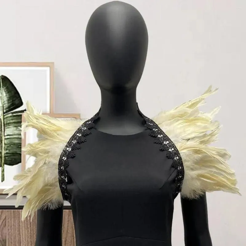 Swarves Style Châle Soft Feather Shrug With Adjustable Lace Decor for Cosplay Party Stage Performance Elegant Bauve Dancer
