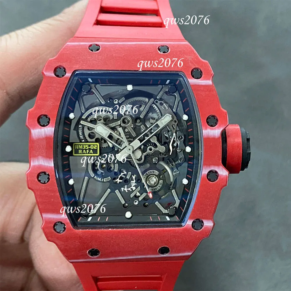 RM-serie herenhorloges Carbon mechanische rode automatische horloges voor versie Fiber Luxury35 Tourbillon herenhorloge van topkwaliteit.