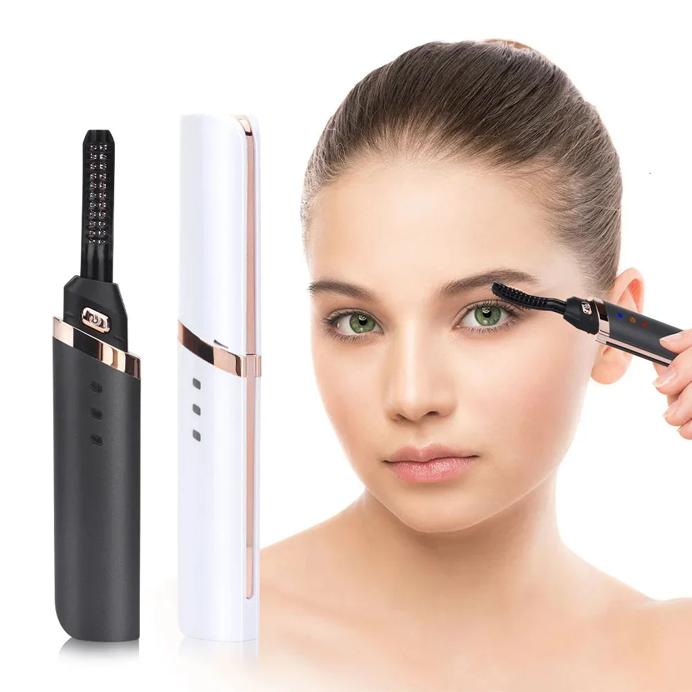 Recourbe-cils électrique à chauffage rapide, fer à friser naturel, stylo de maquillage à température réglable, chargeur USB 240131