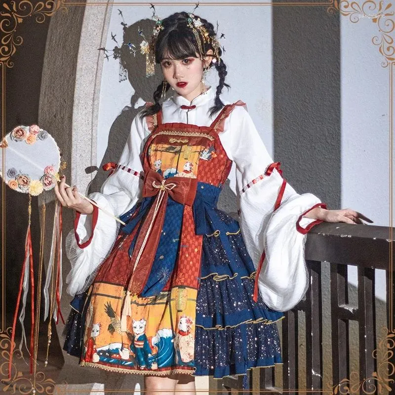 Этническая одежда, платье Лолиты, школьная юбка феи, готическая женская одежда Kawaii Loli Op, милая японская FF2857