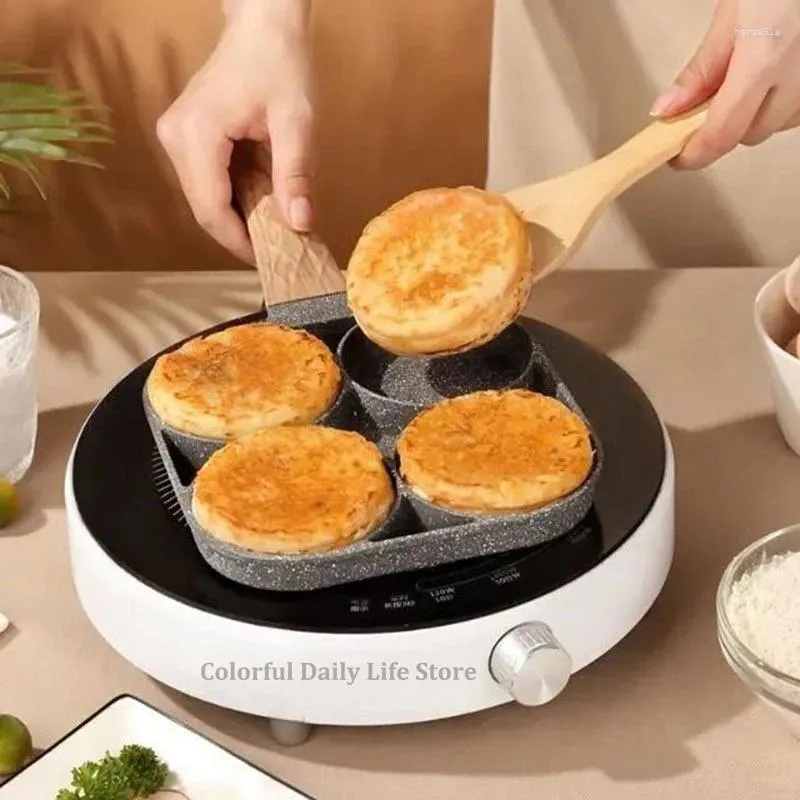 Pans Frying Pan 2/4 Holes Nonstick PanFrying Pot Egg Pancake Steak Breakfast Maker Cookware Chef