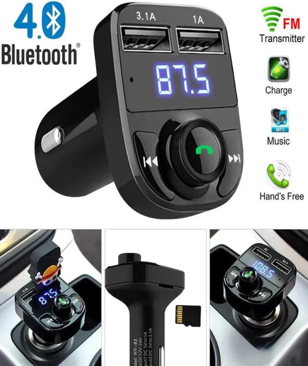 X8 Transmissor FM Aux Modulador Bluetooth Handsfree Car Kit Car Audio MP3 Player com 3.1A Carga Rápida Dual USB Carregador de Carro Acc9737644