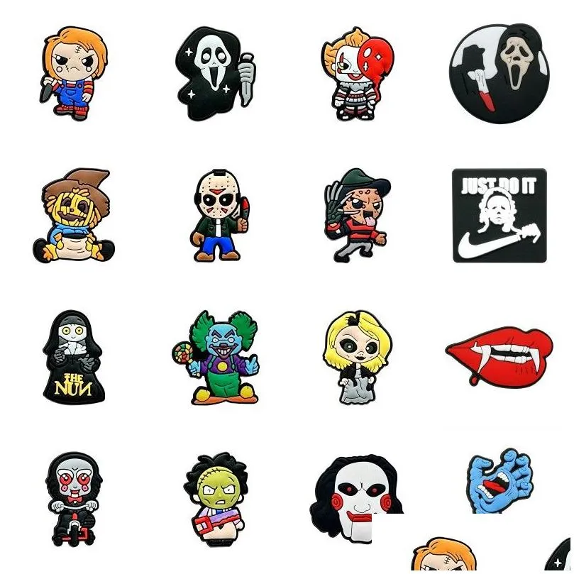 Cannucce Moq 20 pezzi Film horror Halloween Personalizzato Sile St Toppers Er Charms Buddies Fai da te decorativo 8 mm Forniture per feste regalo Dro Dh7Ea