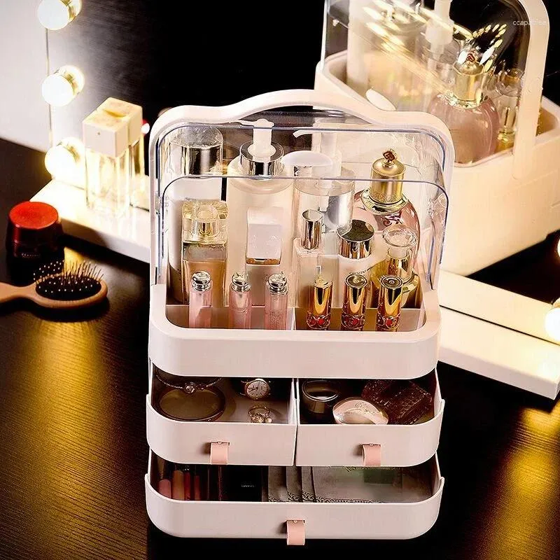 Storage Boxes Jewelry Up Waterproof Large Nail Dustproof Capacity Make Polish Box Beauty Case Container Desktop Cosmetic