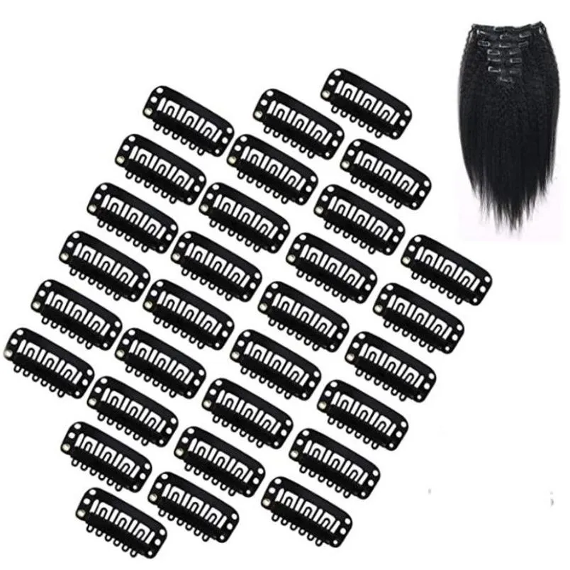 Clipes de extensão de cabelo 1,3 polegadas DIY acessórios de cabeça peruca extensões de cabelo clipe 6 dentes 3,2 cm preto bege escuro luz marrom navio gota de dhgpv