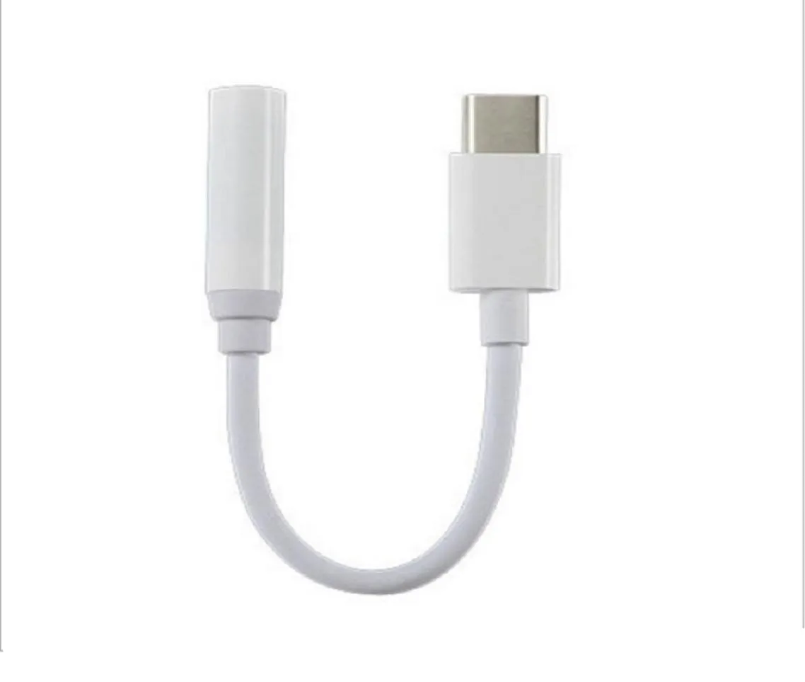 USB-typ C till 3,5 mm O-adapterkablar hörlurar hörlur Jack kvinnlig typ-C-konvertor AUX-kabel för Samsung S6 S7 S9 Mobiltelefon2758646