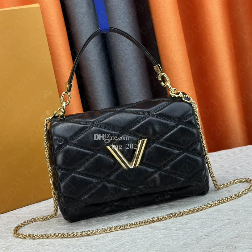 20248a Mirror Quality Go-14 Lambskin Leather Designer Luxury Shoulder Bag Woman Handbag Genuine Crossbody Chain Bags M23689