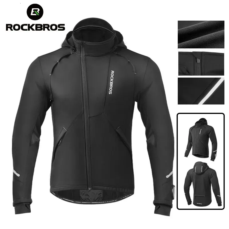 ROCKBROS veste de vélo hiver vêtements de cyclisme polaire thermique à manches longues cyclisme vélo vêtements plus chaud coupe-vent vêtements de sport 240129