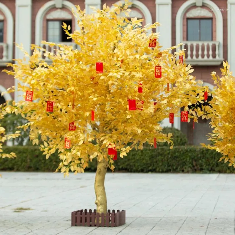 Decorative Flowers Simulated Golden Banyan Tree Money Wealth Shopping Mall El Year's Wish Red Envelope