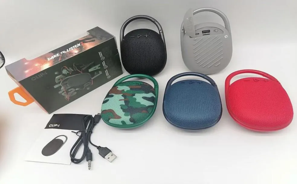 JHLClip4 Mini haut-parleur Bluetooth sans fil Portable Sports de plein air o haut-parleurs à Double klaxon avec boîte de vente au détail cadeau 5Colors6634967