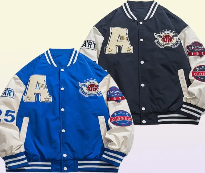 Heren jassen dun licht Letterman A borduurwerk patchwork Stadium Award Universiteit mannen honkbal bomberjack Unisex vrouwen Varsity 8143074