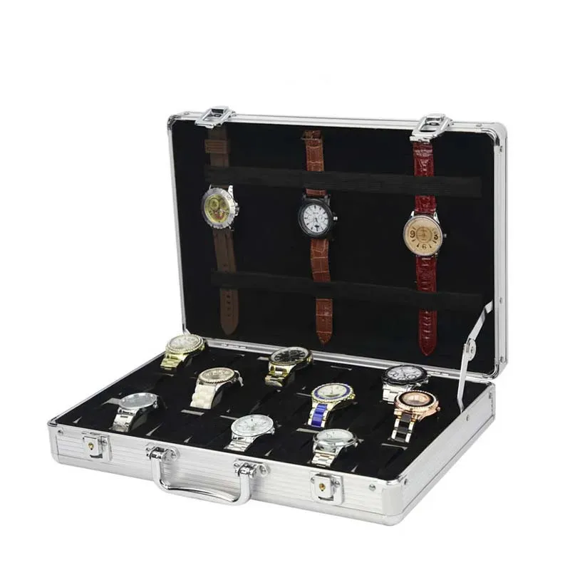 アルミニウム合金高級時計収納ボックスジュエリーコレクションボックスポータブル大容量ウォッチボックス品質ディスプレイギフトボックス240123