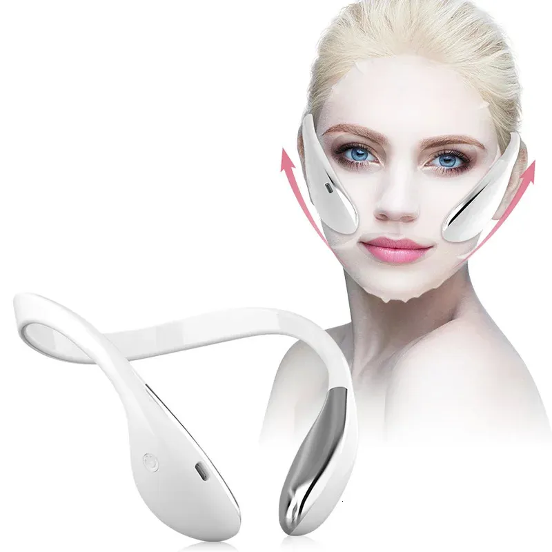 Electric V Face Lifting Double Chin Reducer Lifting Slimming Shaping Microcurrent Led Light Devices Neck Massager Lift 240201