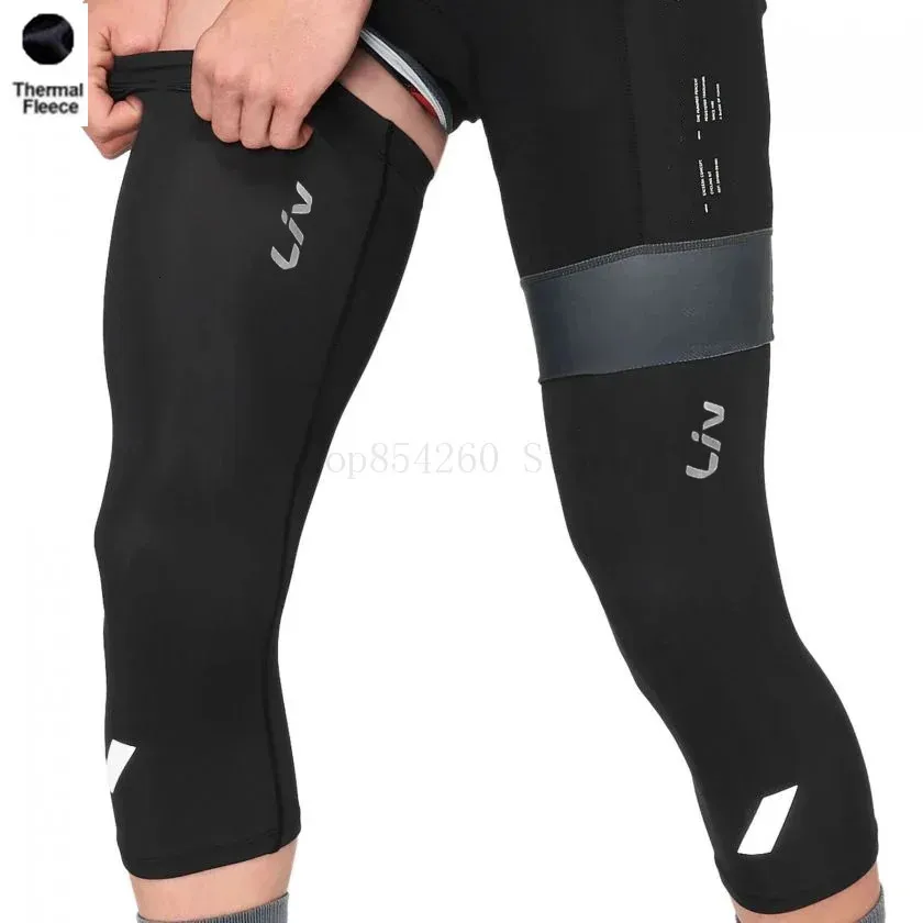 Liv Winter Cycling Knee Warmers Pro Team Thermal Fleece Windproof Soft Shell Ben Sleeve Breatble Bike Protect Cover Men240129