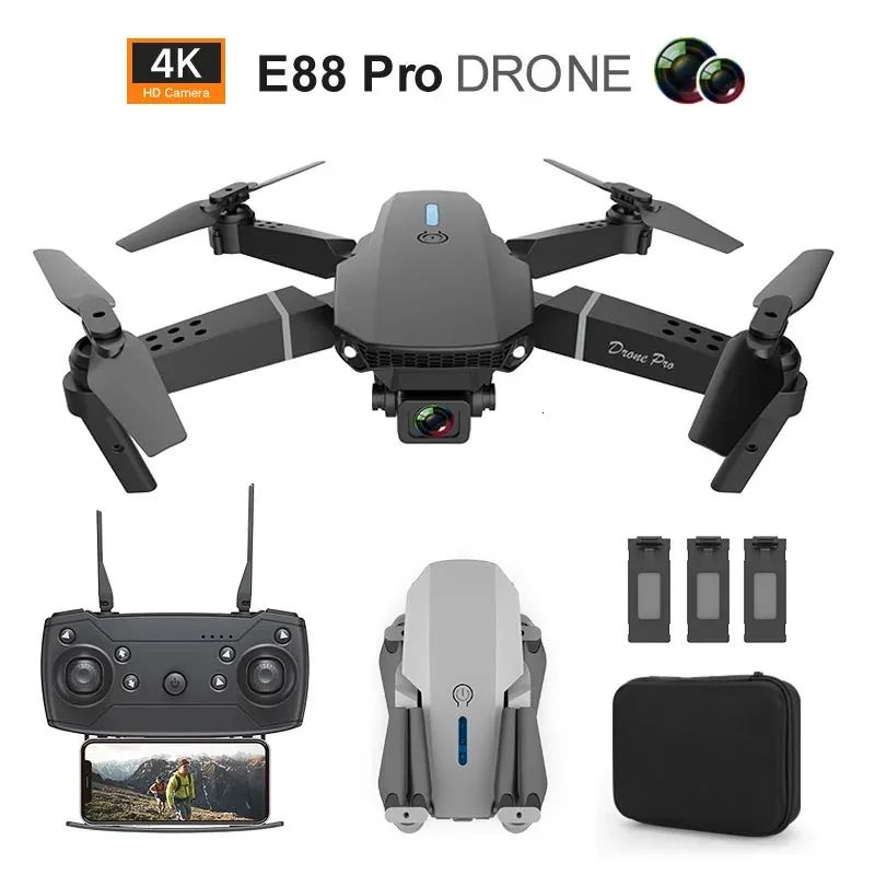 E88Pro RC Drone 4k Profesional with Hd Camera Wide Angle HD Foldable Mini Helicopter Remote Controlled Plane Toy 240118