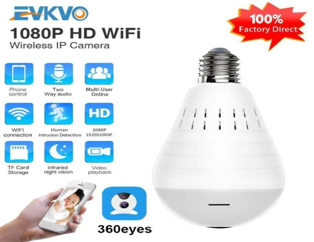 Cameras 1080P Mini IP Camera 360 Degree LED Light Wireless Panoramic Home Security WiFi CCTV Fisheye Bulb Lamp Two Ways o19773698