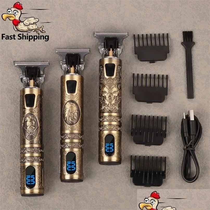 Hair Trimmer T9 Clipper Professional Electric For Man 0mm Baldheaded Cutting Hine Pordless Ghaver 220303 Dostawa DHJG0