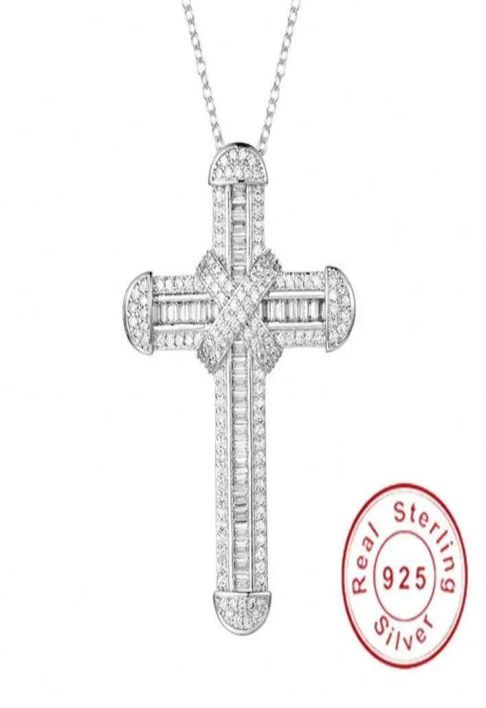 925 Sterling Silver Exquisite Bible Jesus Pendant Halsband för kvinnor Män Crucifix Charm skapade Moissanite Jewelry236R7549150