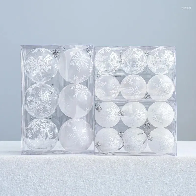 Décoration de fête 6 pièces 7,5 cm 5,5 cm Transparent blanc en plastique boule de Noël ornements incassables décorations d'arbre de Noël suspendus boule