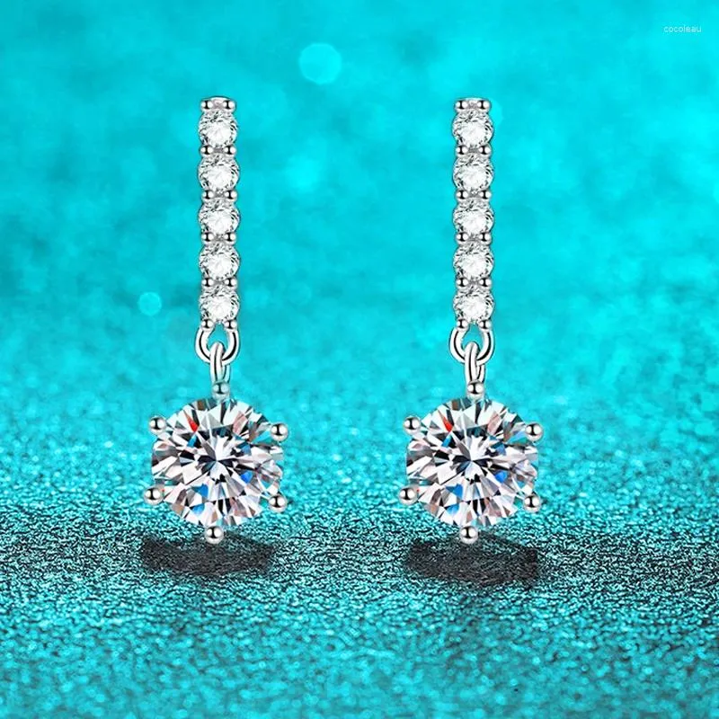 Dangle Earrings Classic S925 Sterling Silver Mossanne Sparkling Diamond for Women's Boutique Jewelry Souvenirs Gift