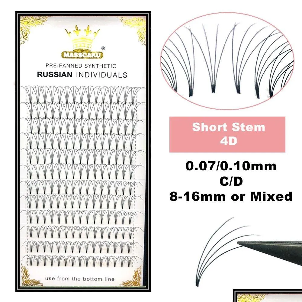 False Eyelashes 3D/4D/5D/6D/10D Premade Lashes Wide Fans Short Stem Russian Volume Eyelash Extensions Faux Mink Drop Delivery Health Dho8U