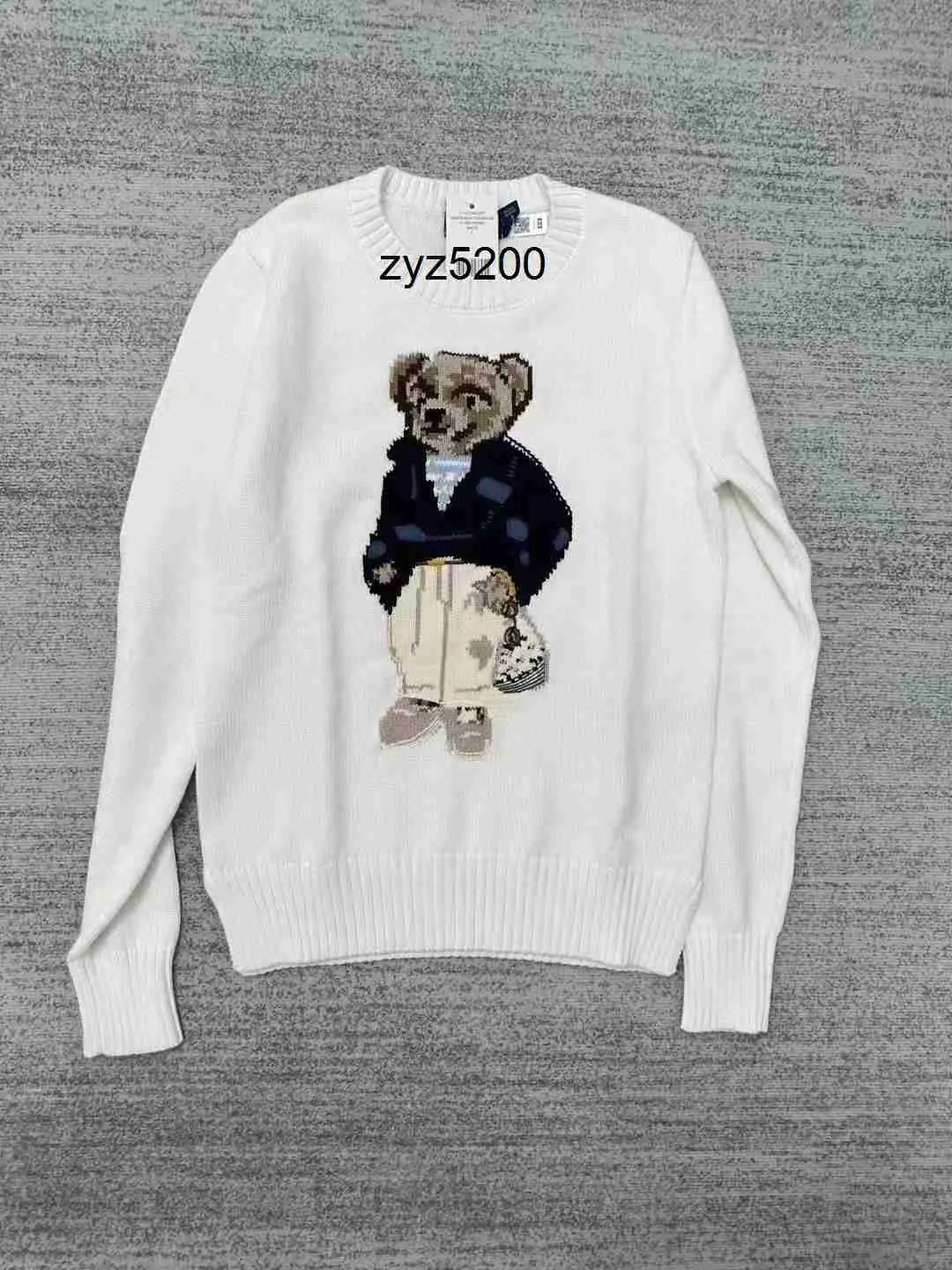 American RL Coresting Bear Brodery Men Sweater Fashion Casual Loose Knit Par Street Vintage Pullover Streetwear Unisex T230806