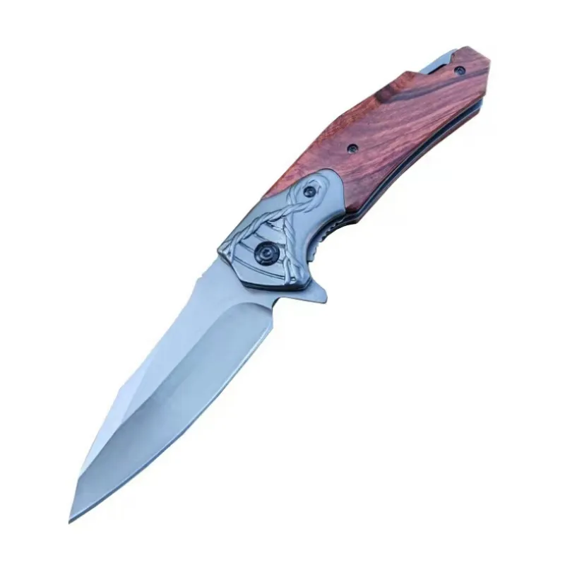 Folding knife outdoor portable self-defense outdoor blade sharp high hardness survival acid branch wood handle